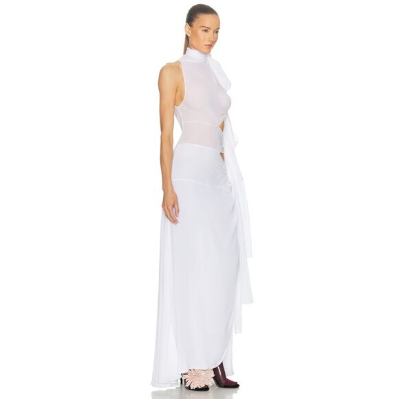 ALAIA Bow Asymmetric Dress Blanc White - Picture 4 of 7